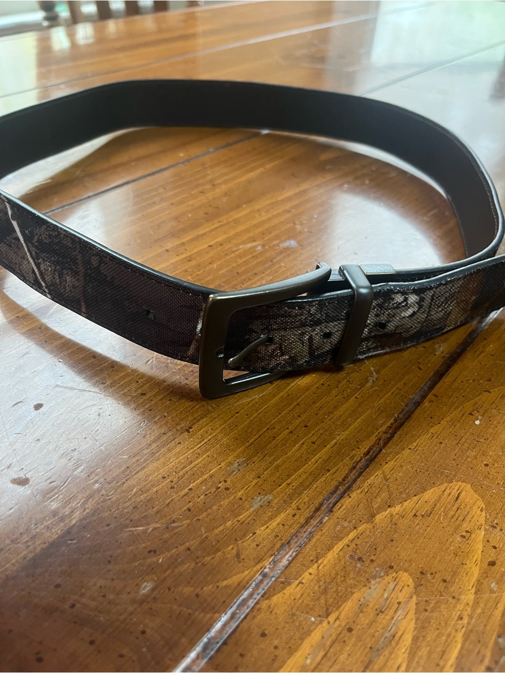 Men’s Camo Casual Belt Size 38 Dark Gray/Black Camouflage Good Condition